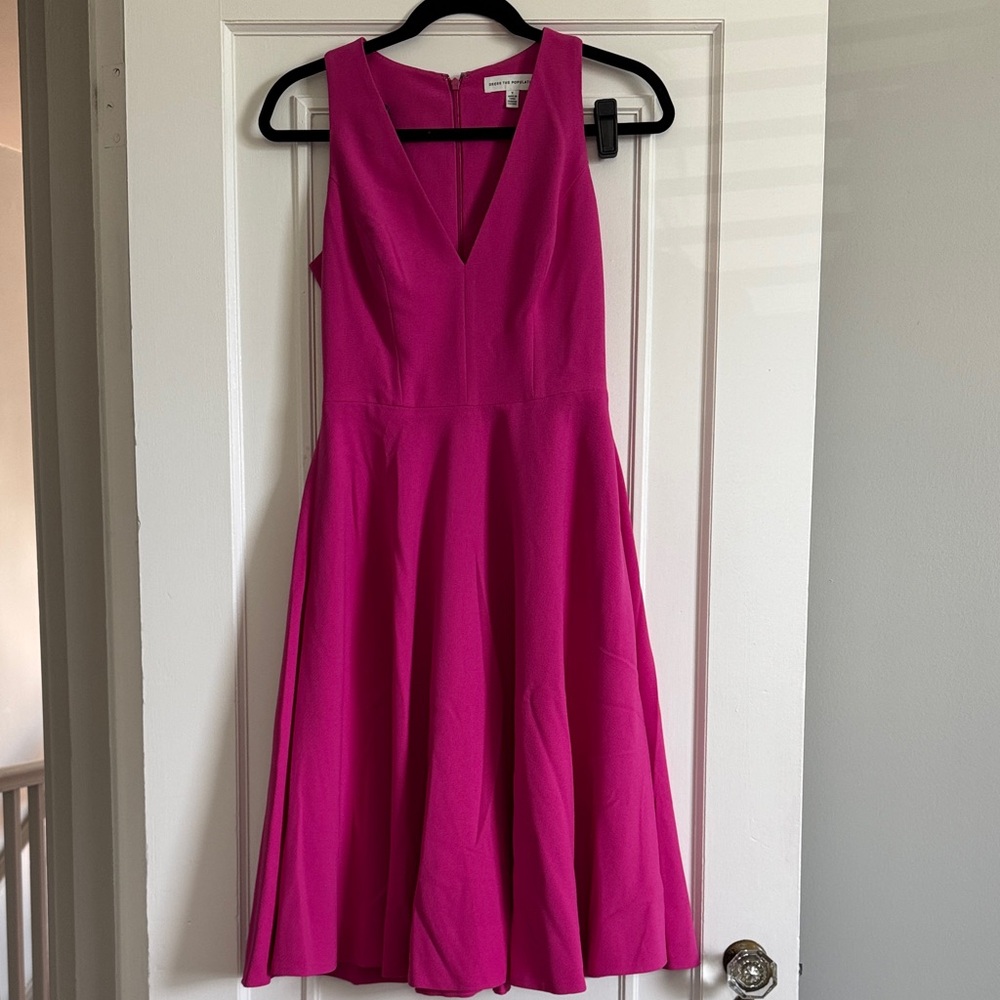 Dress the Population Fit & Flare Fuchsia Midi Dress